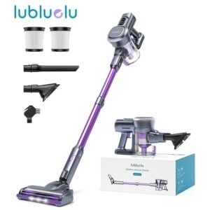 Lubluelu-Cordless Self-Standing Vacuum Cleaner, 25KPa leistungsstarke Saugkraft, 220W Stick Hoover für Tierhaare, Hartböden und Teppiche, 600ml Mülleimer